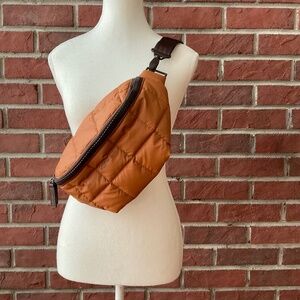 Vee Collective Cognac Quilted "Porter"Sling Fanny Pack Crossbody Bag NWOT